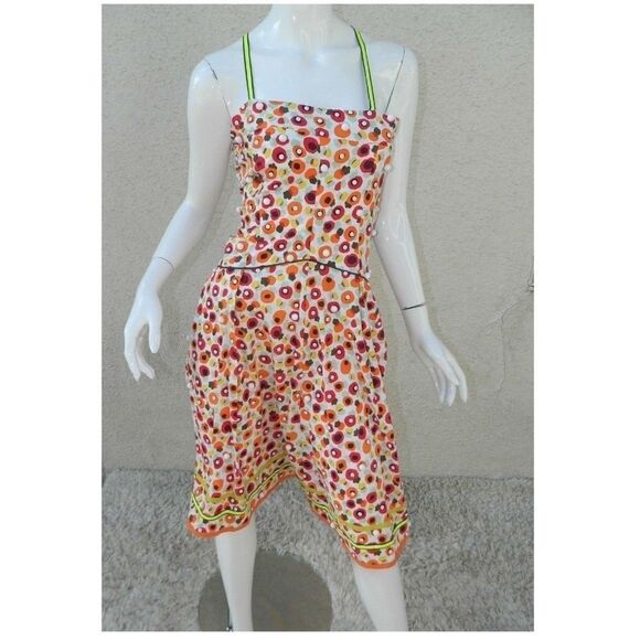 ISABELA CAPETO Dress Orange Beaded Halter Vacation Sundress Criss- Cross Small - Picture 1 of 8